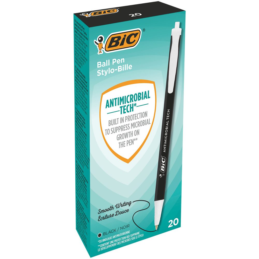 BIC Antimicrobial Kugelschreiber Schwarz Mittel 20 Stück