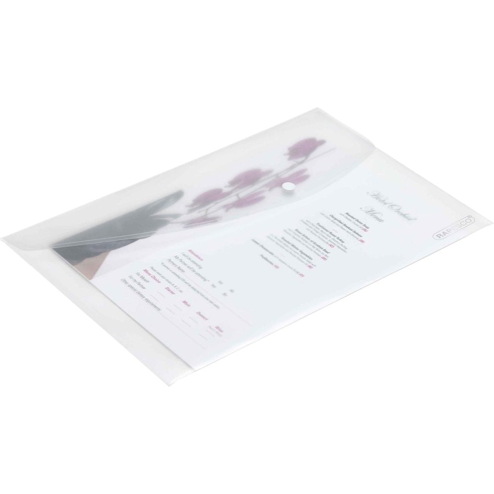 Rapesco Dokumentenmappe 0695 A4 Druckknopf PP (Polypropylen) Quer 24 (B) x 0,2 (T) x 36 (H) cm Durchsichtig 5 Stück