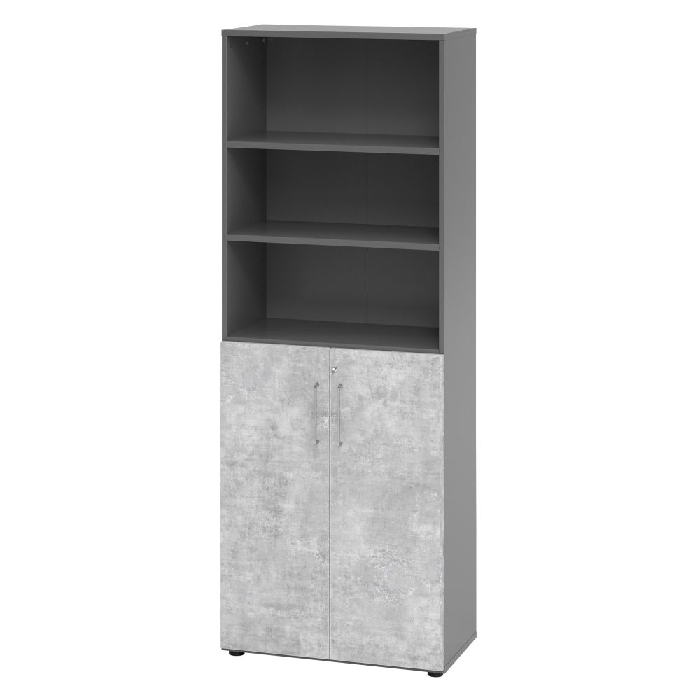 Hammerbacher Schrank V968T3/G/M/BS Grau 80 x 42 x 215,4 cm