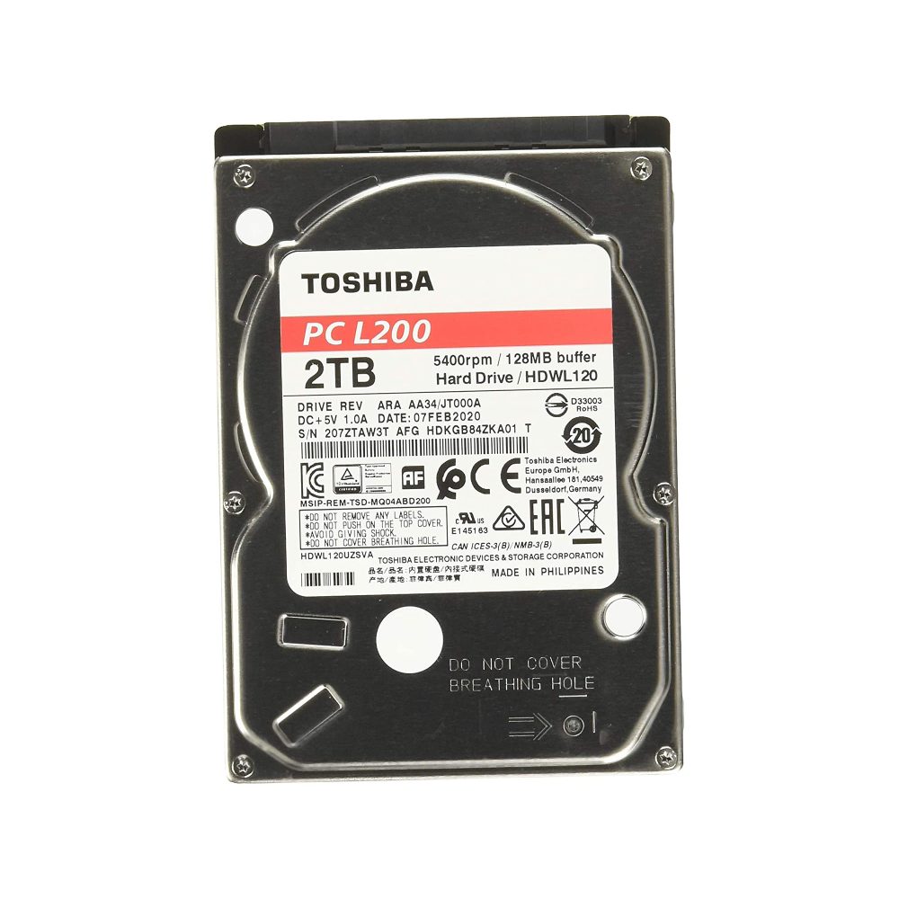TOSHIBA Interne Festplatte L200 HDWL120UZSVA 2 TB Schwarz, Silber