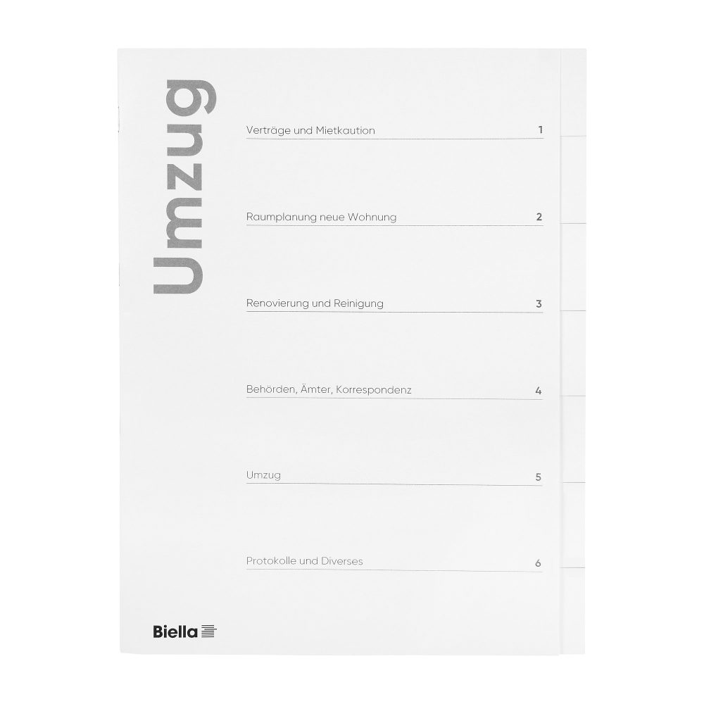 Biella Umzugsmappe 6-teilig deutsch A4 weiss Karton 26 x 31,5 x 0,4 cm 10 Stück