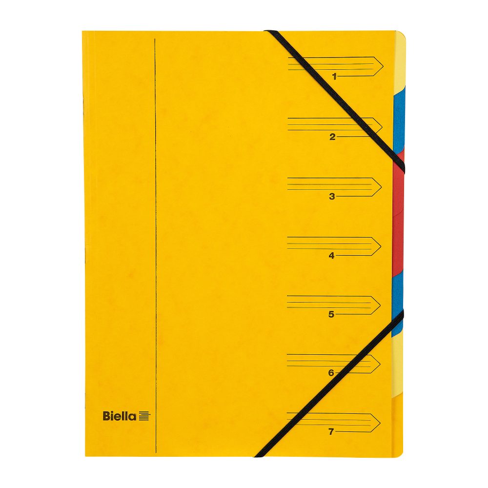 Biella-Ordnungsmappe 7-teilig Topcolor Gelb Karton 24,5 x 32 x 0,5 cm Packung mit 20 Stück