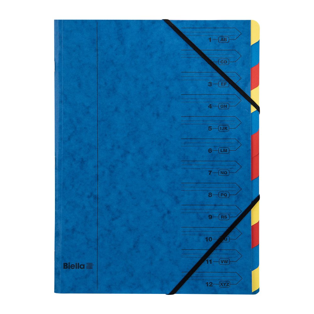 Biella-Ordnungsmappe 12-teilig Topcolor Blue Cardboard 24,5 x 32 x 1 cm Packung mit 15 Stück