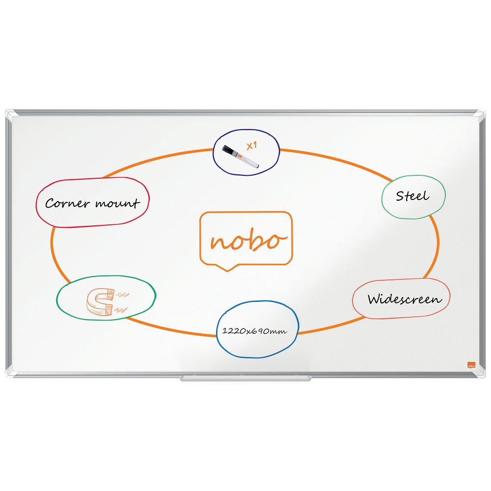 Nobo Premium Plus Widescreen Whiteboard Wandmontiert Magnetisch Lackierter Stahl 1220 x 690mm