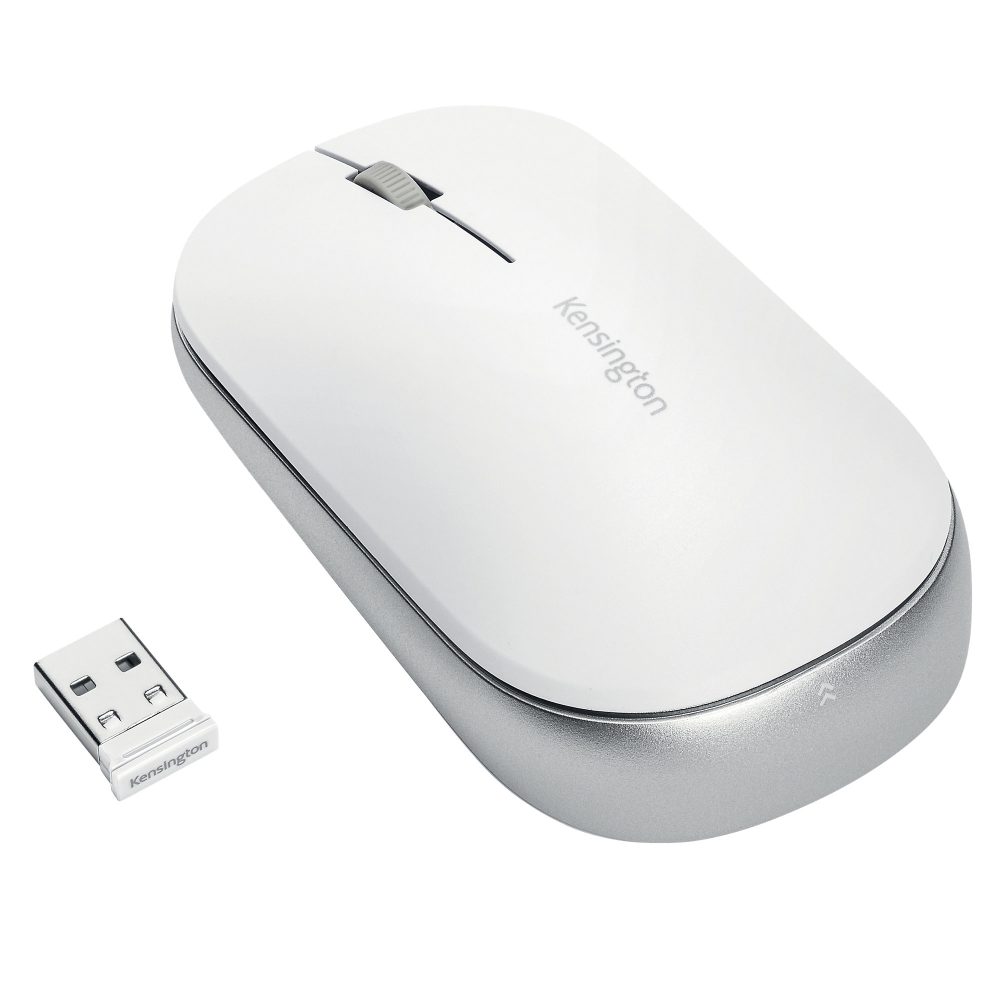 Kensington SureTrack Dual kabellose ergonomische Maus K75353WW optisch für Rechts- und Linkshänder Bluetooth/USB-A Nano-Empfänger Weiss