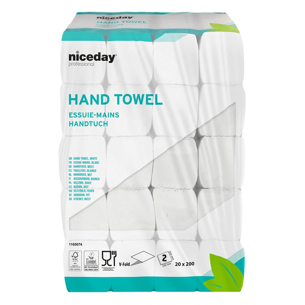 Niceday Professional Falthandtücher V-falz Weiss 2-lagig 1165074 20 Stück à 200 Blatt