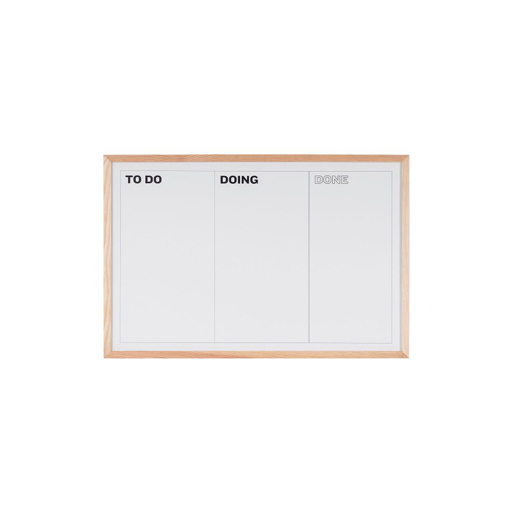 Bi-Office Kan Ban Whiteboard Natürlicher Kieferrahmen Wandmontage Magnetisch Weiss 900x 600mm
