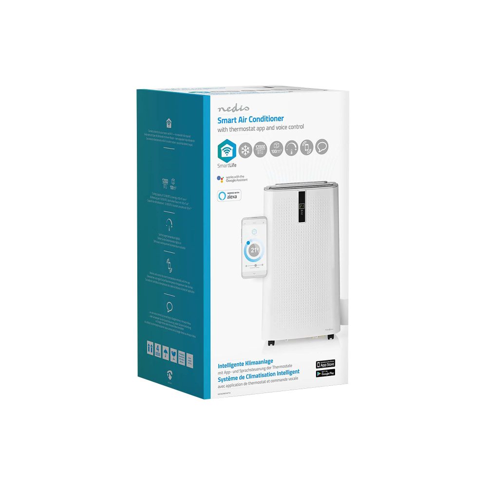 Nedis Mobile Klimaanlage SmartLife Weiss 36 x 36 x 72 cm 12000 BTU 18 m²