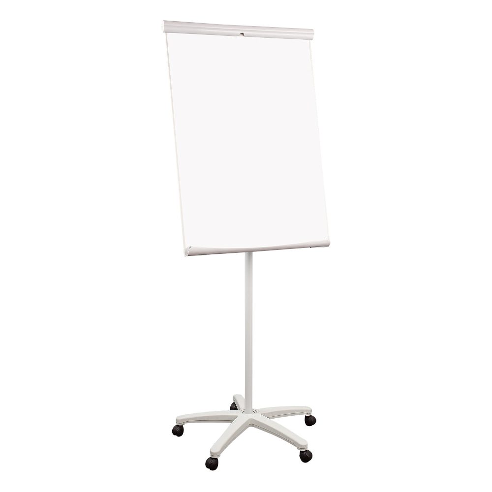 Flipchart Feistehend Mobil mit Stifteablage Silber, 5 Rollen? 700 x 1860 mm