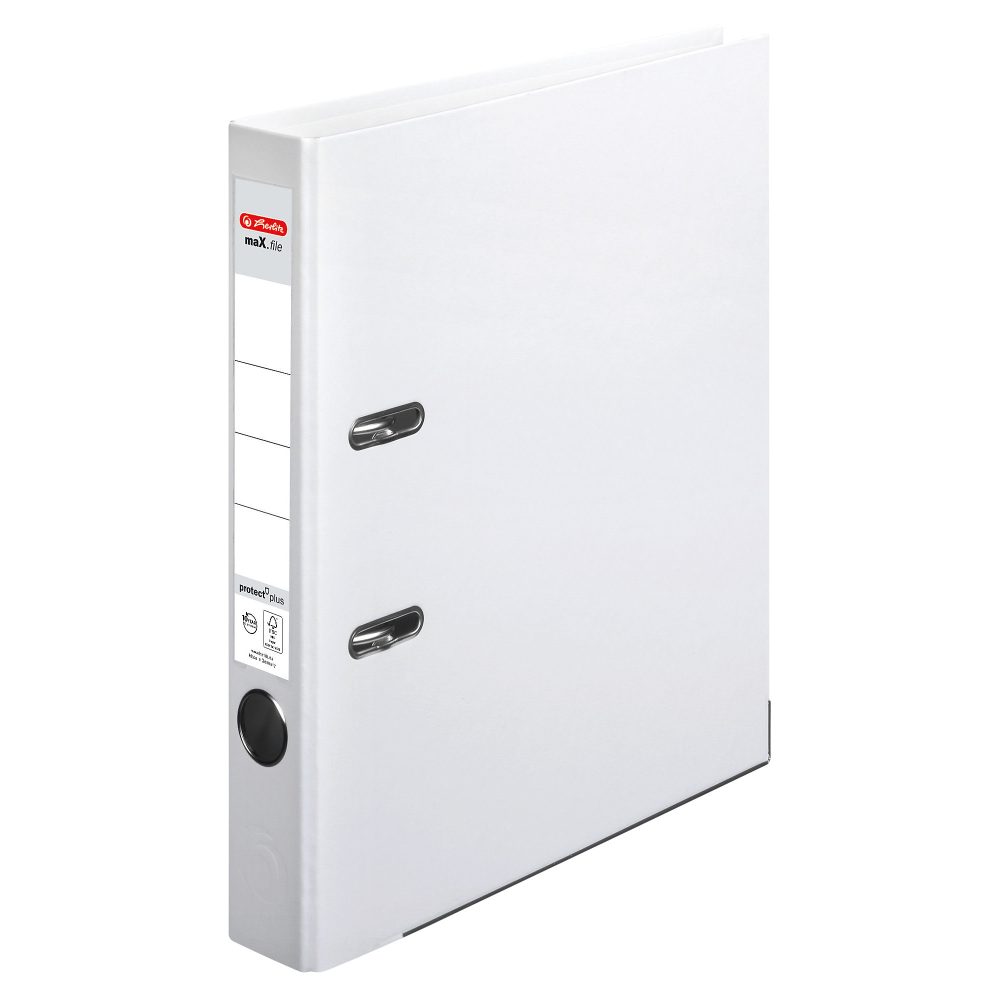 herlitz maX.file Protect plus Ordner A4 55 mm Weiss 2 Ringe Pappkarton, PP (Polypropylen) Texturiert
