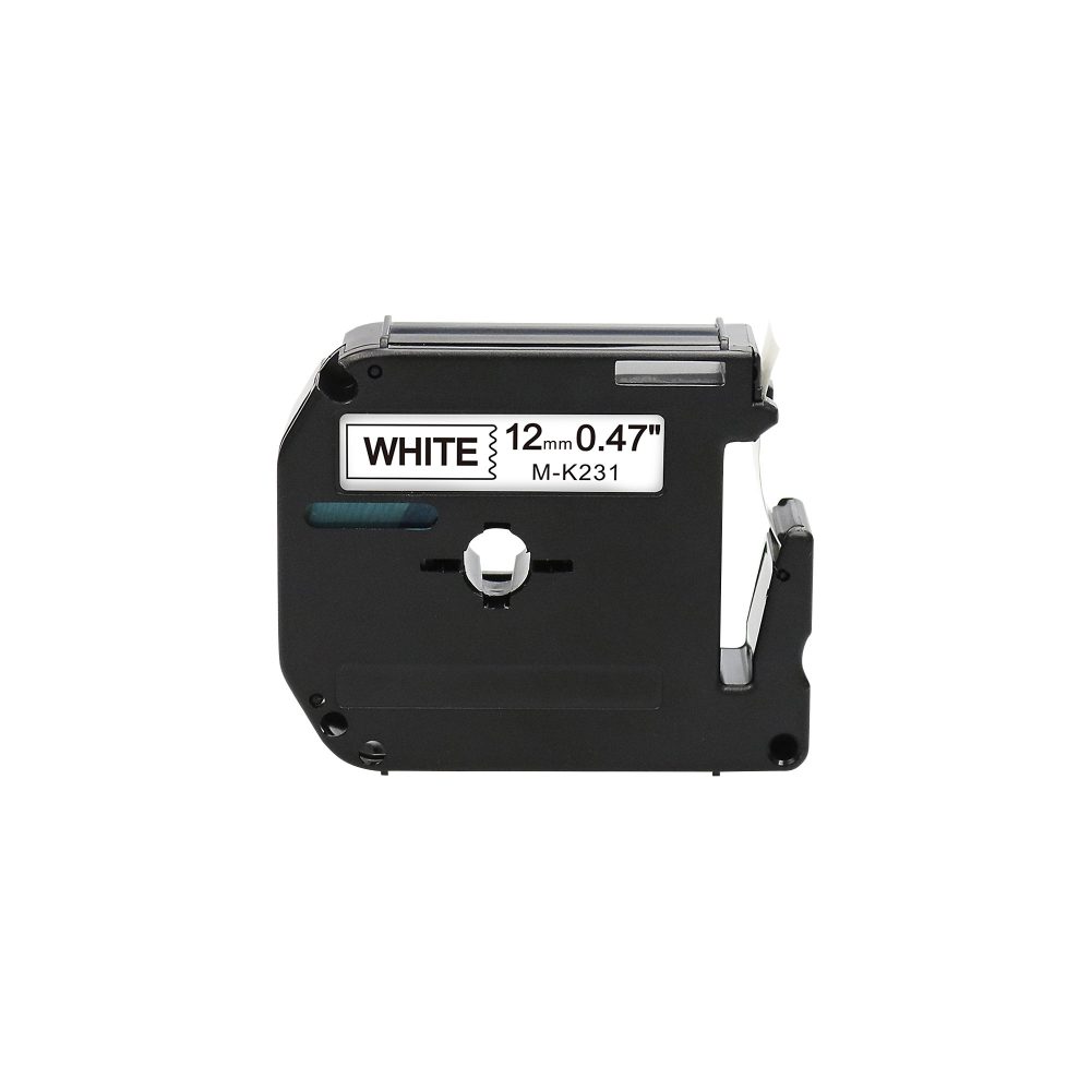 Rillstab Kompatibel Brother M-K231 Kompatibel Schriftband Selbstklebend Schwarzer Druck auf Weiss 12 mm x 8m