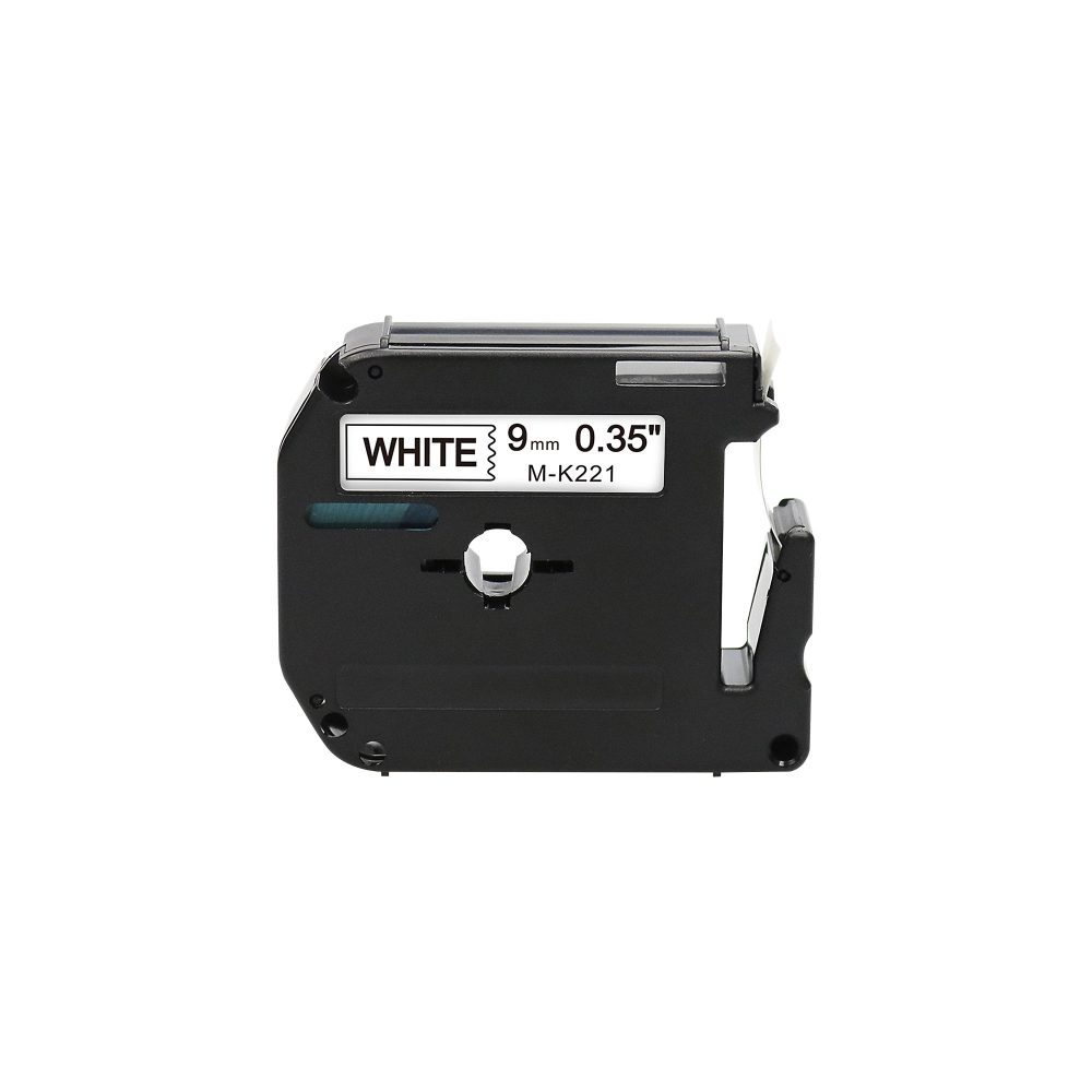 Rillstab Kompatibel Brother M-K221 Kompatibel Schriftband Selbstklebend Schwarzer Druck auf Weiss 9 mm x 8m