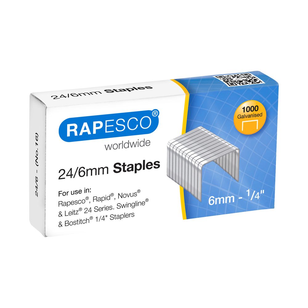 Rapesco Heftklammern 24/6 S24607Z3 Stahl Silber 1000 Stück