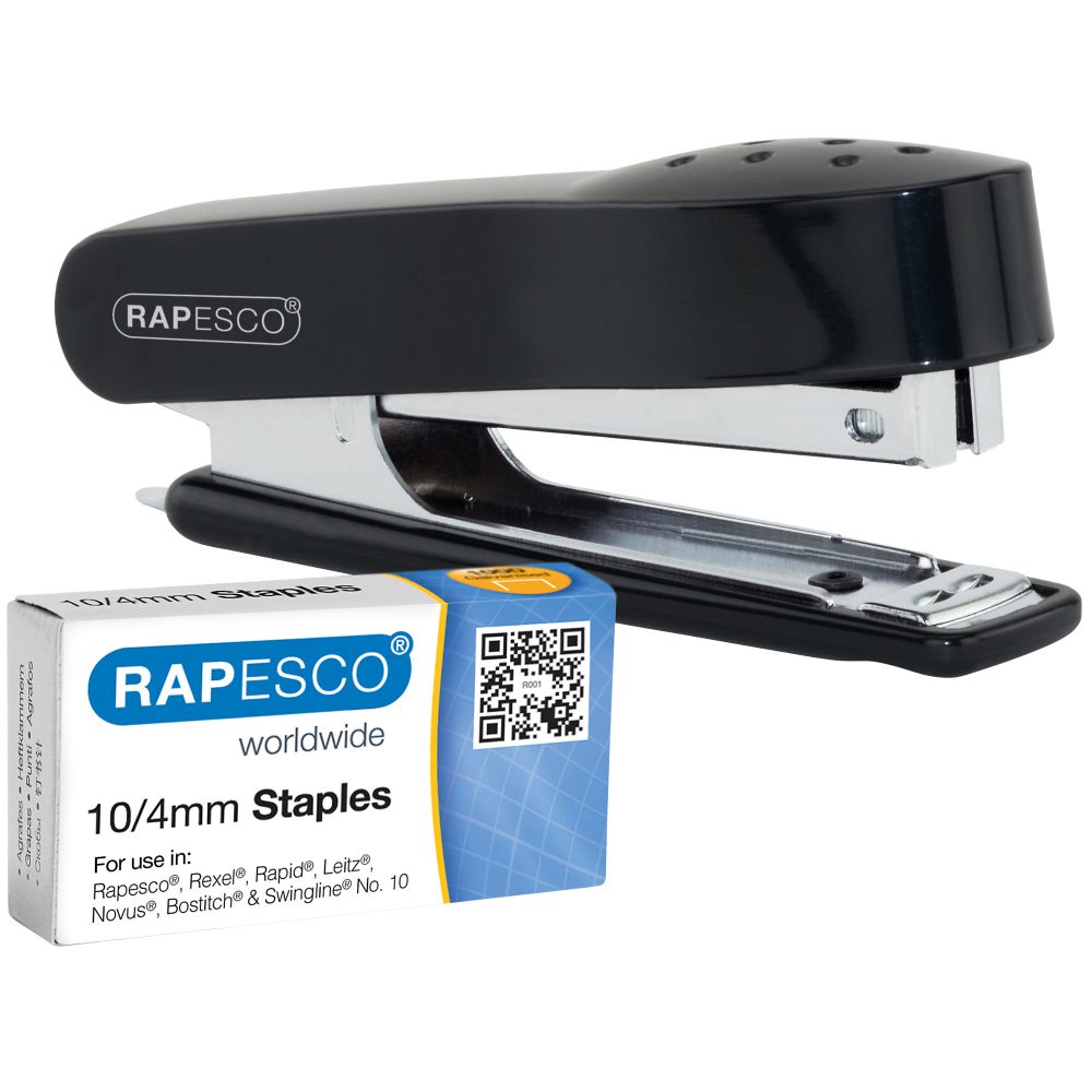 Rapesco Set Heftgerät 1573 Halbstreifen Schwarz 12 Blatt ABS (Acrylnitril-Butadien-Styrol), Metall
