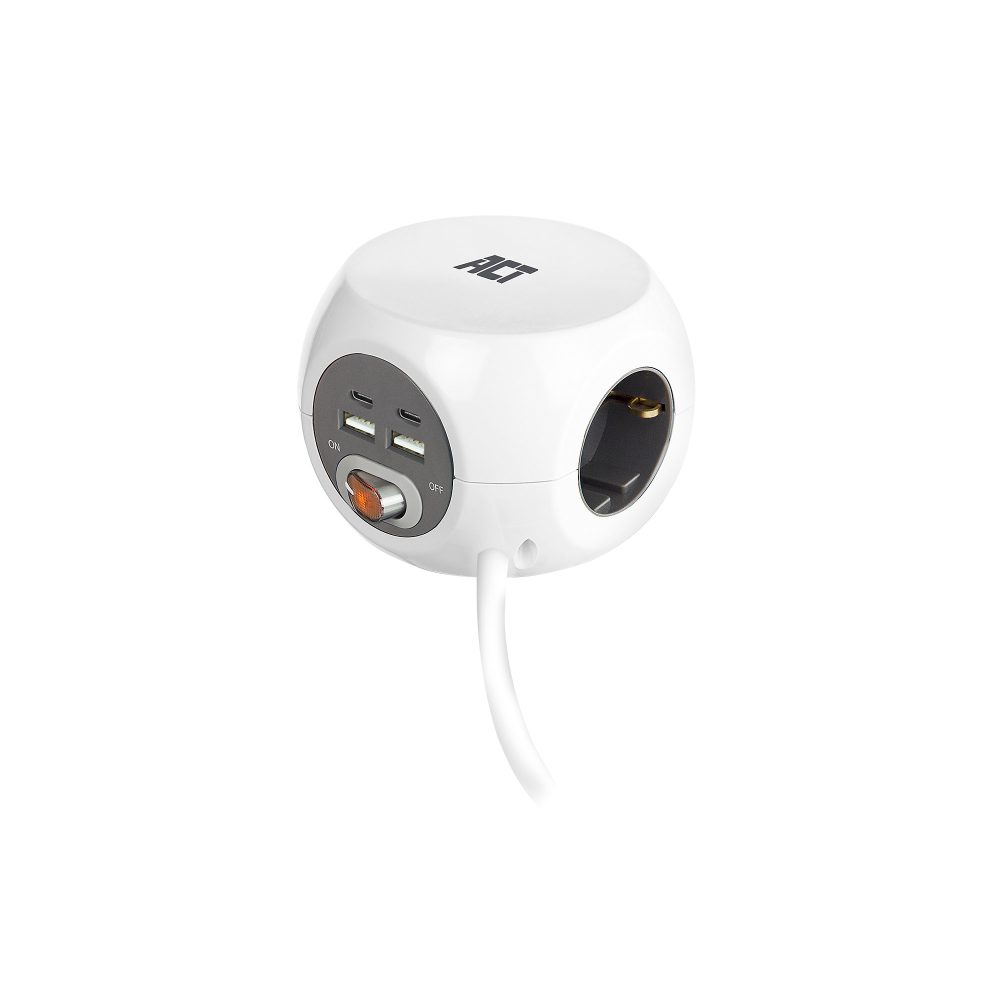 ACT Netzgerät AC2415 3 Power Socket,2 USB-A,2 USB-C Weiß