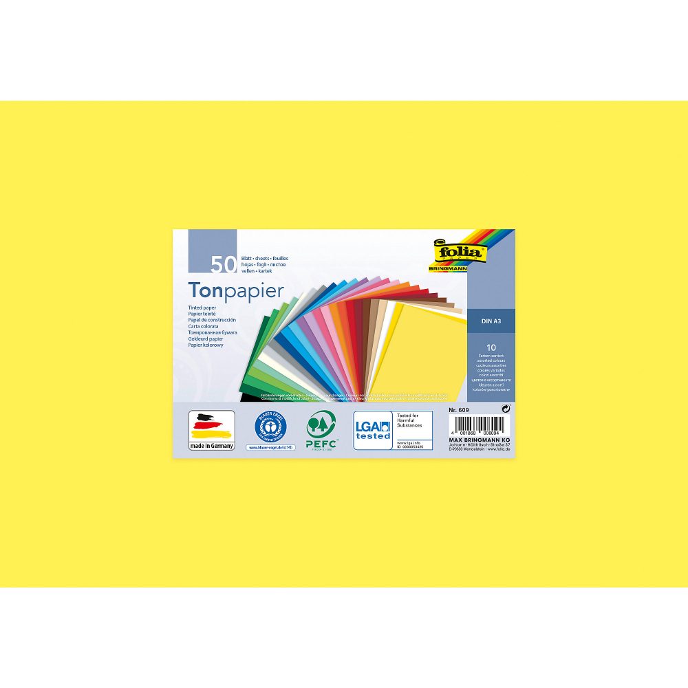 Folia Farbiges Papier Farbig Assortiert Papier A3 130 g/m² 609 50 Blatt