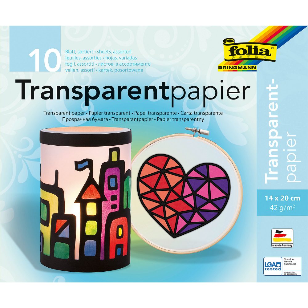 Folia Bastelpapier Farbig Assortiert Transparentpapier 42 g/m² 800 25 Stück à 10 Blatt