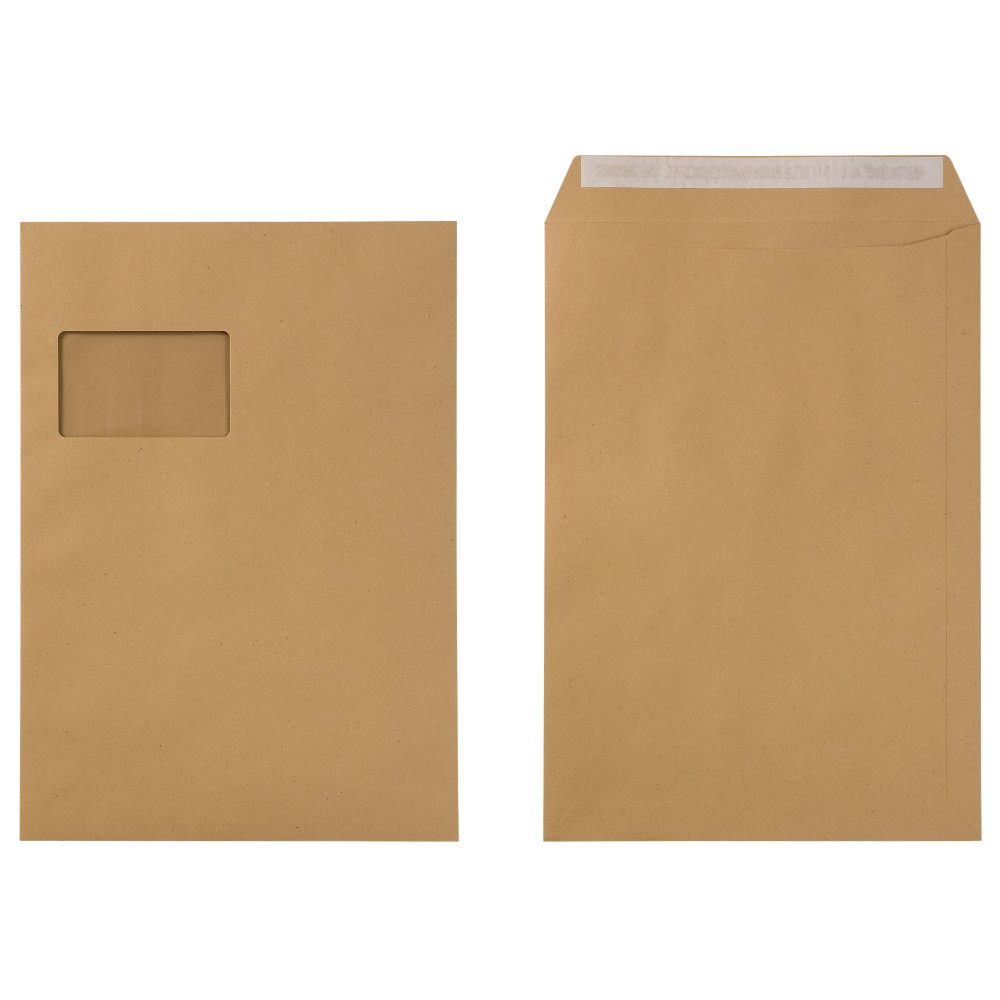 Niceday Briefumschlag Mit Fenster C4 324 (B) x 229 (H) mm Haftklebend Braun 120 g/m² 250 Stück