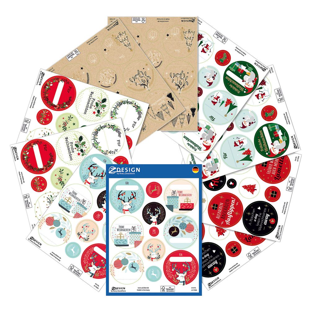 AVERY Zweckform Papier Weihnachtssticker 13,5 cm 110 Stück