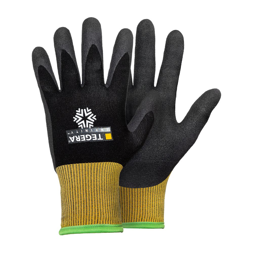 Tegera Nitril-Handschuhe 8810-8 Acryl, Nitrilschaum, Nylon, Spandex, PU (Polypropylen) auf Wasserbasis, Vlies Grösse 8 Gelb, Schwarz 6 Stück