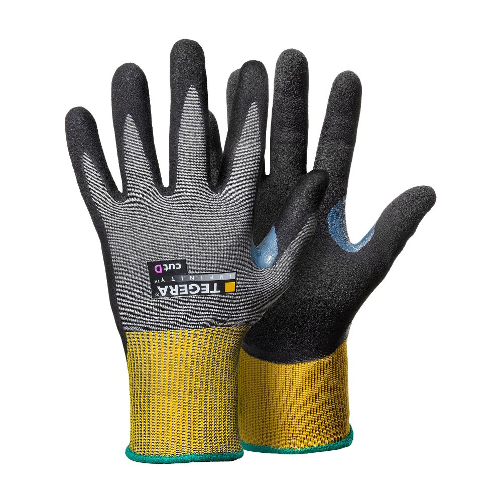 Tegera Nitril-Handschuhe 8807-8 Technologie Elastan, Glasfasergewinde, HPPE, Nitrilschaum, Nylon, PU (Polypropylen) auf Wasserbasis, Spandex Grösse 8 Gelb, Grau 6 Stück