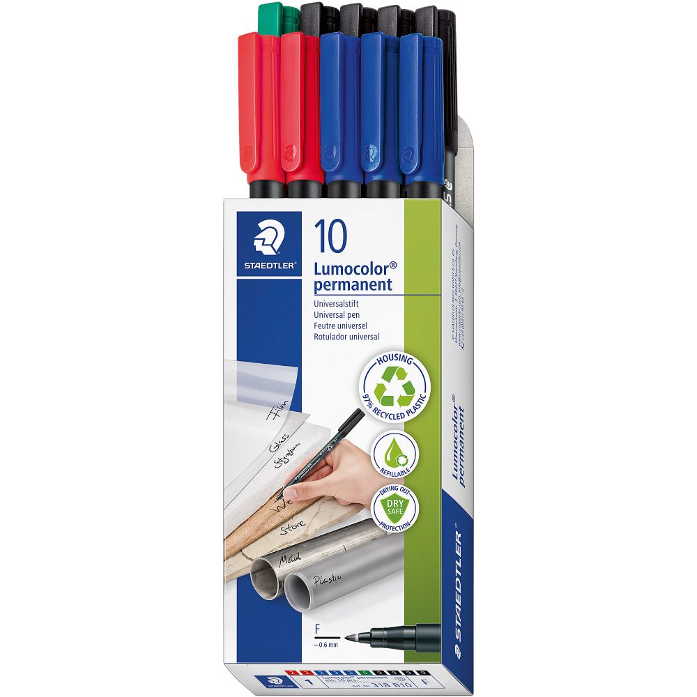 STAEDTLER Lumocolor OHP-Marker Rundspitze Fein Farbig sortiert Nachfüllbar 10 Stück