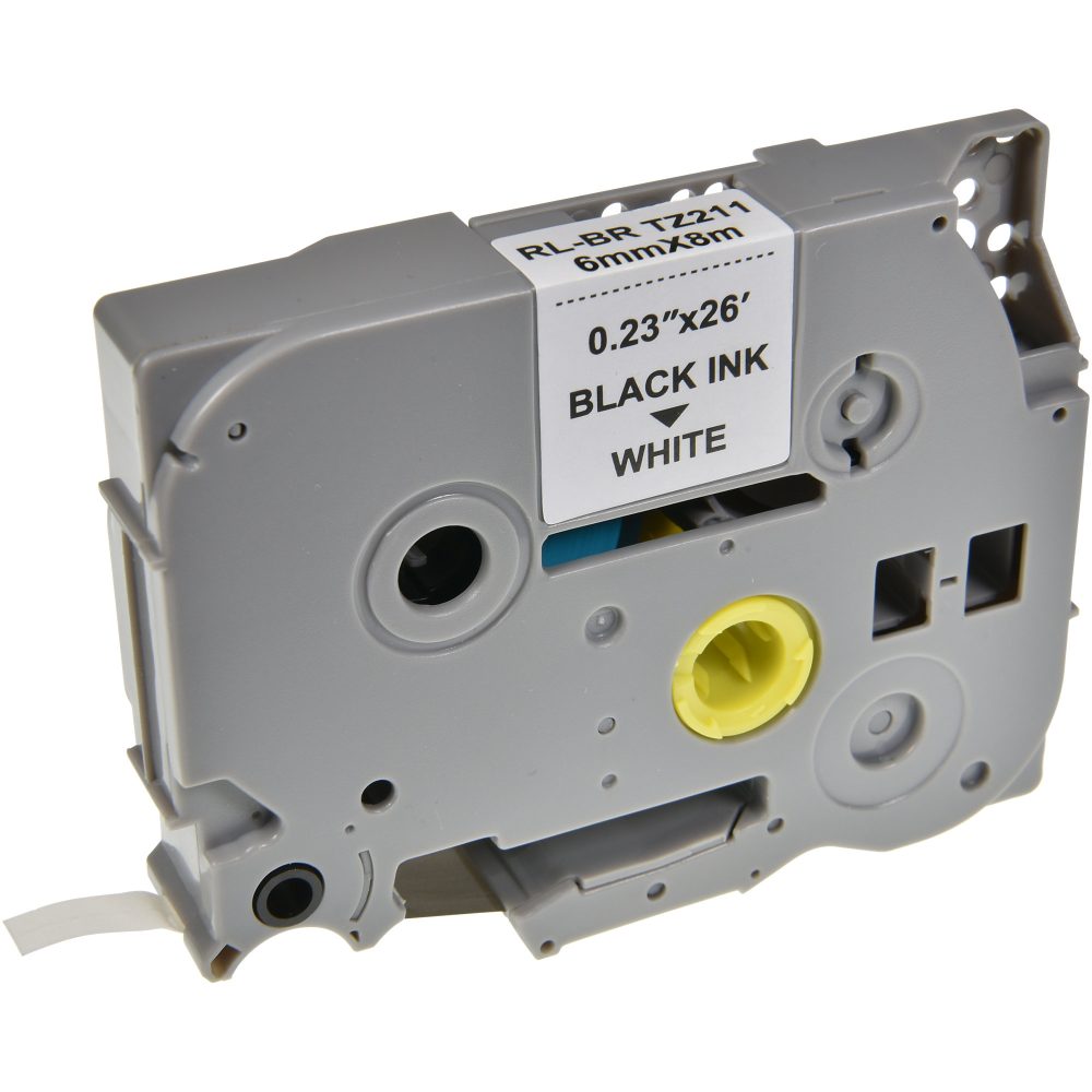 P-touch Beschriftungsband Kompatibel Brother TZe-211 5BRT211-WT Selbsthaftend Schwarz auf Weiss 67,5 mm x 8 m