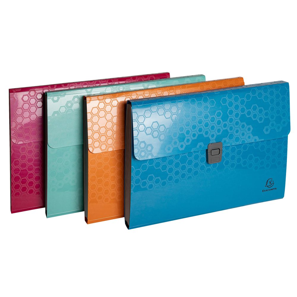 Exacompta Fächermappe Maïa Blau, Magenta, Orange, Wassergrün A4 PP (Polypropylen) Ohne Aufdruck 4 Stück