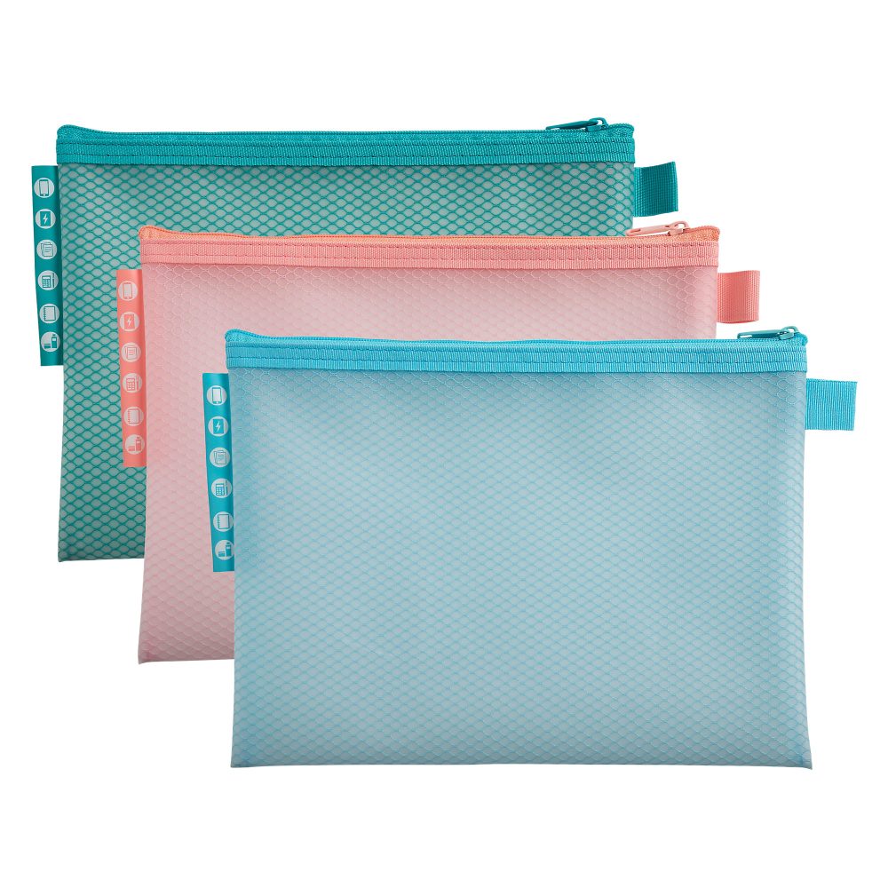Exacompta Chromaline Pastell Reissverschlusstasche 37140E Reissverschluss EVA (Ethylen-Vinylacetat) 23,5 x 0,4 x 17,5 cm Farbig sortiert 3 Stück