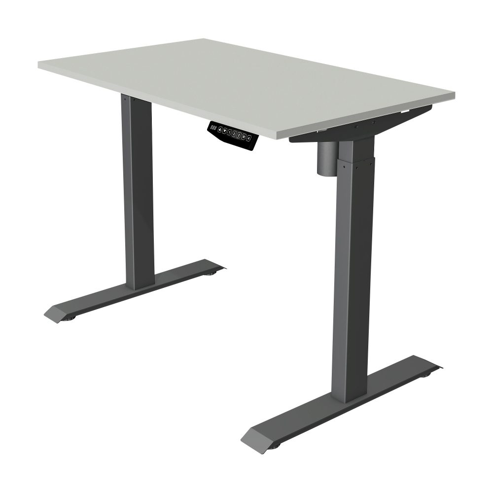 Kerkmann Move 1 Rechteckig Elektronisch Höhenverstellbarer Sitz-Stehschreibtisch Melamin, Stahl Anthrazit, Hellgrau 1000 x 800 x 1230 mm