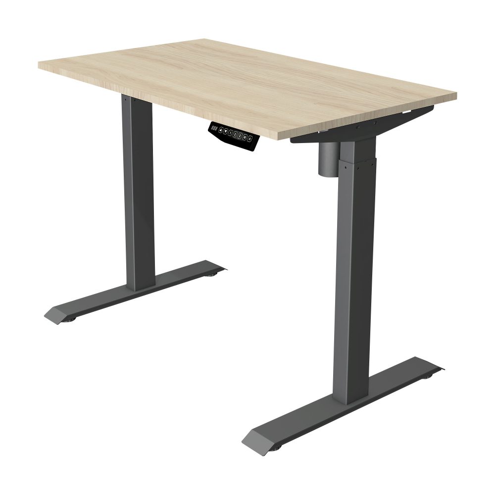 Kerkmann Move 1 Rechteckig Elektronisch Höhenverstellbarer Sitz-Stehschreibtisch Melamin, Stahl Ahorn, Anthrazit 1000 x 800 x 1230 mm