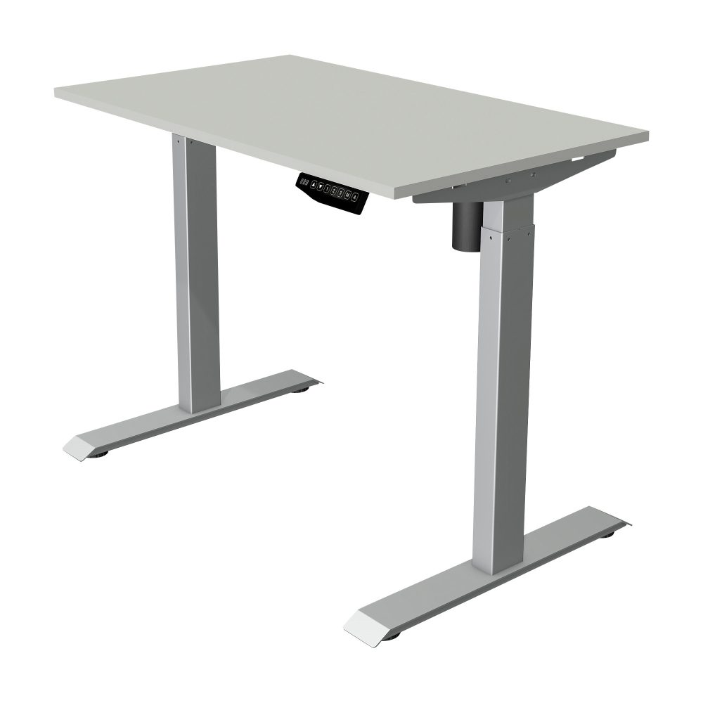 Kerkmann Move 1 Rechteckig Elektronisch Höhenverstellbarer Sitz-Stehschreibtisch Melamin, Stahl Hellgrau, Silber 1000 x 800 x 1230 mm