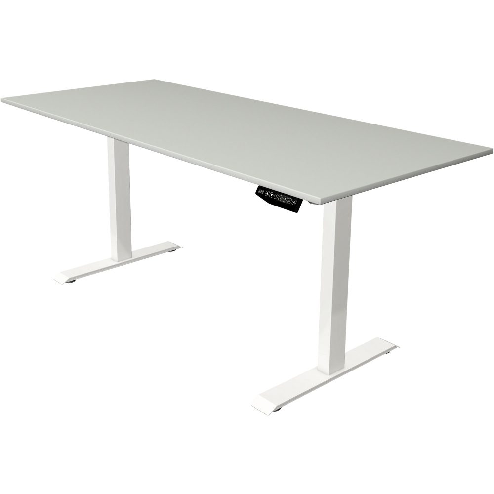 Kerkmann Move 1 Rechteckig Elektronisch Höhenverstellbarer Sitz-Stehschreibtisch Melamin, Stahl Hellgrau, Weiss 1800 x 800 x 1230 mm