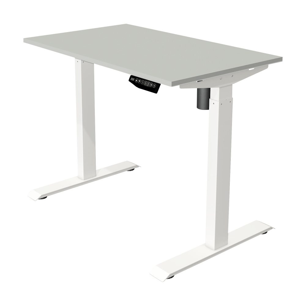 Kerkmann Move 1 Rechteckig Elektronisch Höhenverstellbarer Sitz-Stehschreibtisch Melamin, Stahl Hellgrau, Weiss 1000 x 800 x 1230 mm