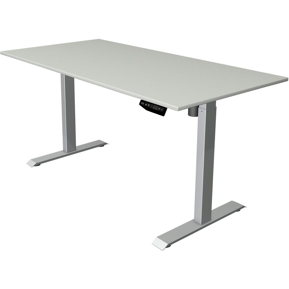 Kerkmann Move 1 Rechteckig Elektronisch Höhenverstellbarer Sitz-Stehschreibtisch Melamin, Stahl Hellgrau, Silber 1600 x 800 x 1230 mm