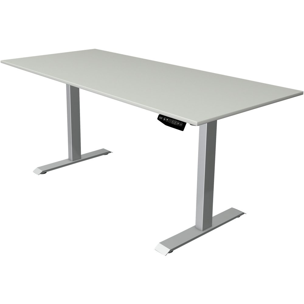 Kerkmann Move 1 Rechteckig Elektronisch Höhenverstellbarer Sitz-Stehschreibtisch Melamin, Stahl Hellgrau, Silber 1800 x 800 x 1230 mm