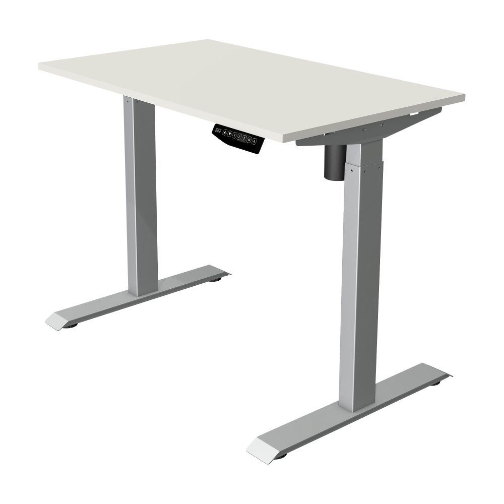 Kerkmann Move 1 Rechteckig Elektronisch Höhenverstellbarer Sitz-Stehschreibtisch Melamin, Stahl Silber 1000 x 800 x 1230 mm
