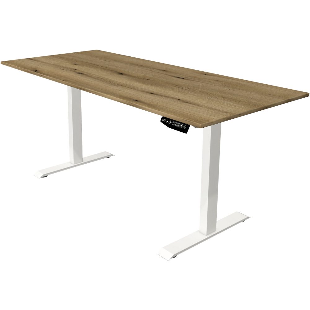 Kerkmann Move 1 Rechteckig Elektronisch Höhenverstellbarer Sitz-Stehschreibtisch Melamin, Stahl Eiche, Weiss 1800 x 800 x 1230 mm