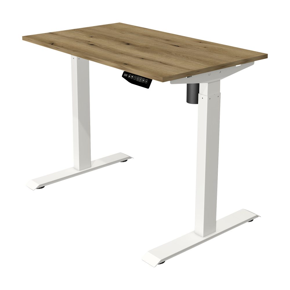 Kerkmann Move 1 Rechteckig Elektronisch Höhenverstellbarer Sitz-Stehschreibtisch Melamin, Stahl Eiche, Weiss 1000 x 800 x 1230 mm