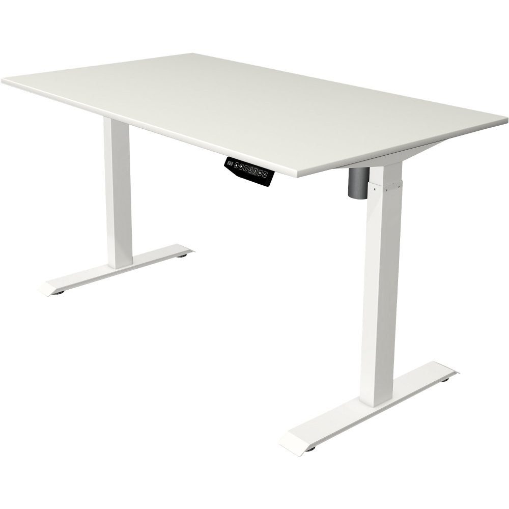 Kerkmann Move 1 Rechteckig Elektronisch Höhenverstellbarer Sitz-Stehschreibtisch Melamin, Stahl Weiss 1400 x 800 x 1230 mm