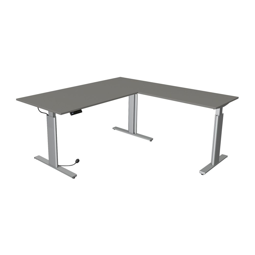 Kerkmann Move 3 L-förmig Elektrisch Höhenverstellbar Sitz-Stehschreibtisch Graphit, Silber 1.800 x 1.800 x 1.200 mm