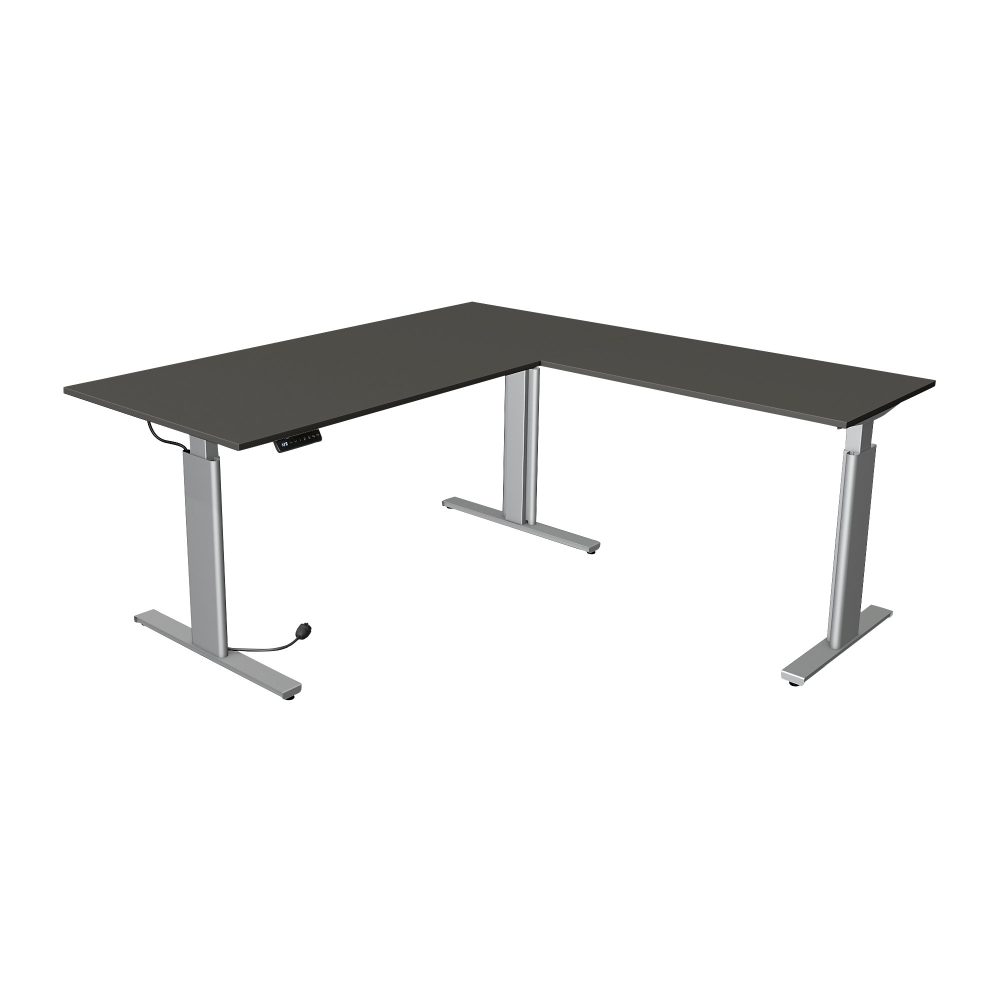 Kerkmann Move 3 L-förmig Elektrisch Höhenverstellbar Sitz-Stehschreibtisch Anthrazit, Silber 1.800 x 1.800 x 1.200 mm