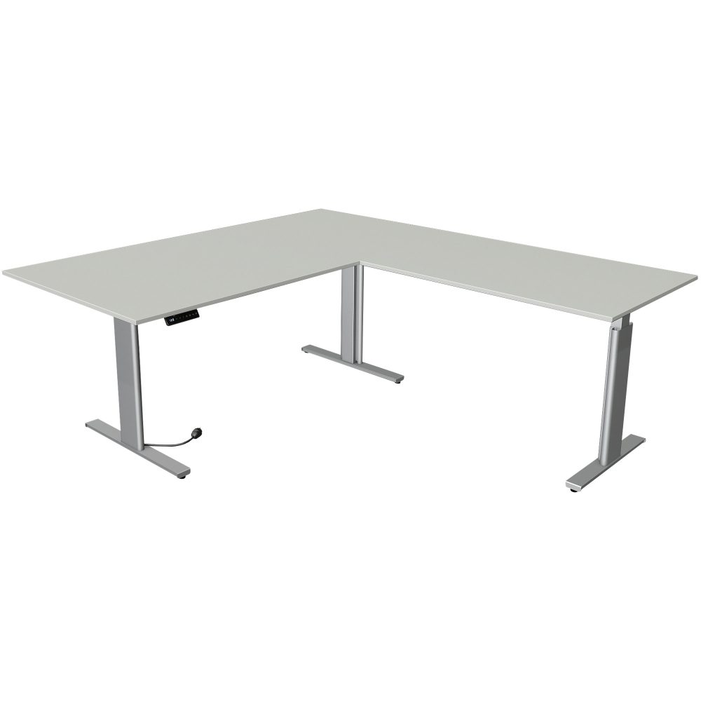 Kerkmann Move 3 L-förmig Elektrisch Höhenverstellbar Sitz-Stehschreibtisch Hellgrau, Silber 2.000 x 2.200 x 1.200 mm