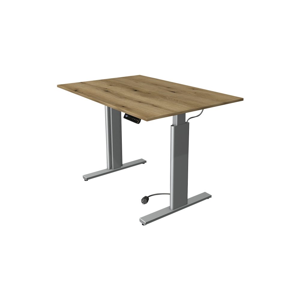 Kerkmann Move 3 Rechteckig Elektrisch Höhenverstellbar Sitz-Stehschreibtisch Eiche Silber 1.200 x 800 x 1.200 mm