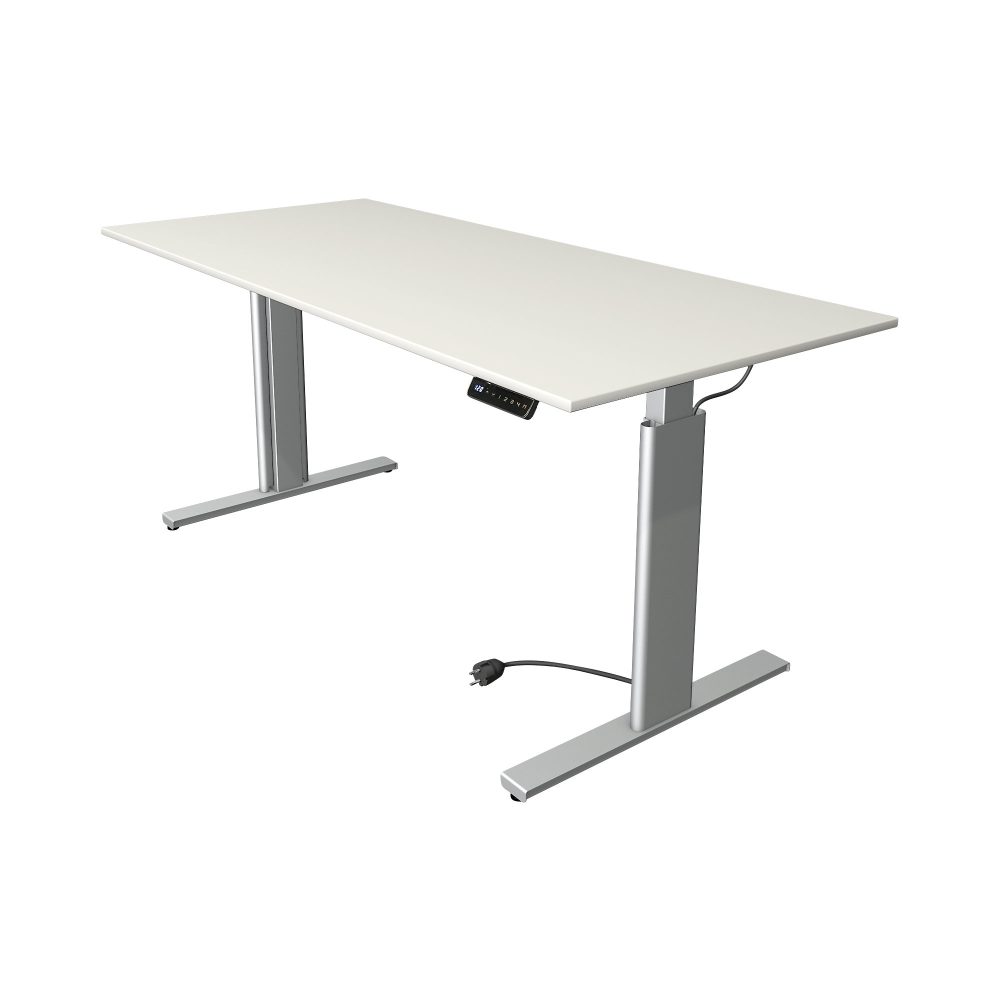 Kerkmann Move 3 Rechteckig Elektrisch Höhenverstellbar Sitz-Stehschreibtisch Silber, Weiß 1.800 x 800 x 1.200 mm