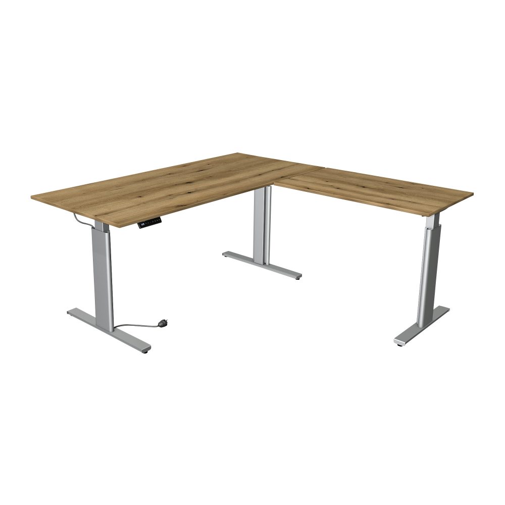 Kerkmann Move 3 L-förmig Elektrisch Höhenverstellbar Sitz-Stehschreibtisch Eiche Silber 1.800 x 1.800 x 1.200 mm