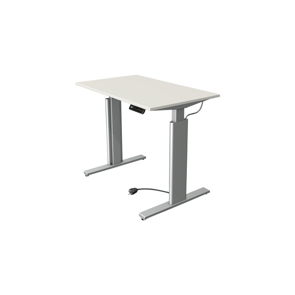 Kerkmann Move 3 Rechteckig Elektrisch Höhenverstellbar Sitz-Stehschreibtisch Silber, Weiß 1.000 x 600 x 1.200 mm