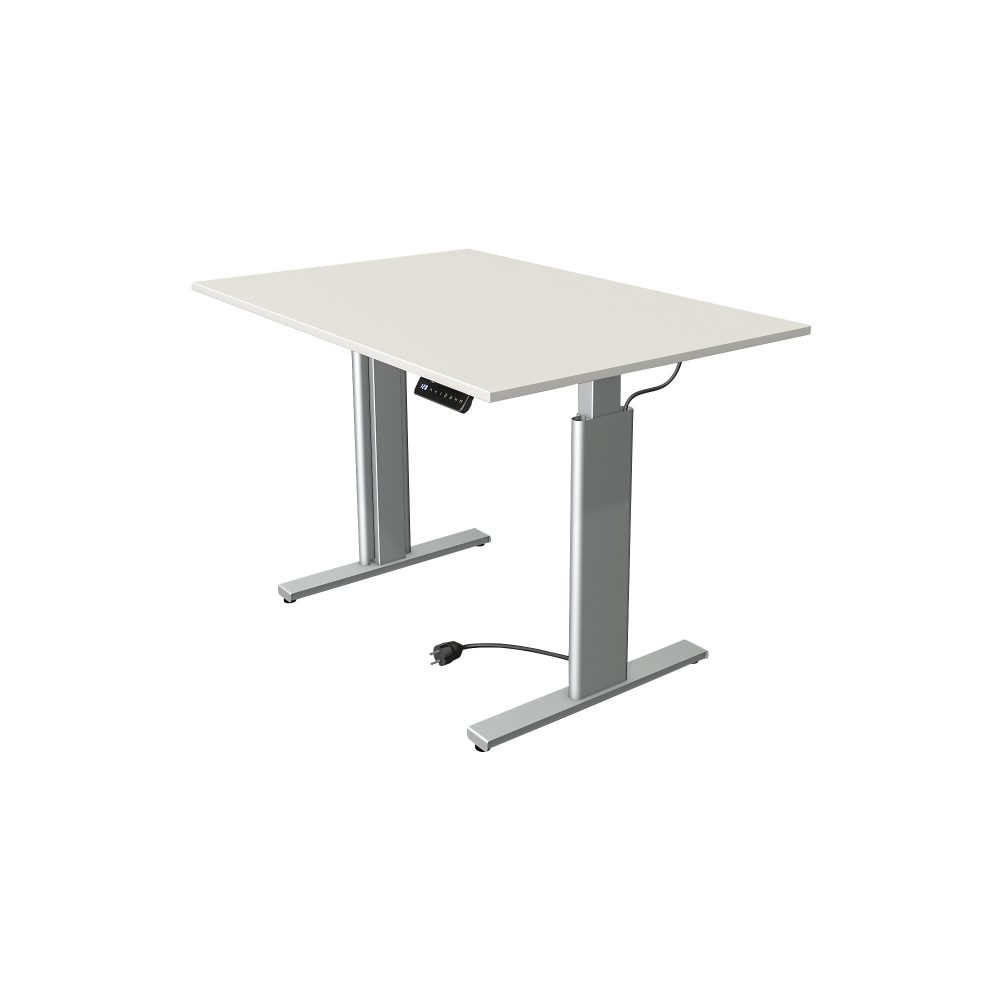 Kerkmann Move 3 Rechteckig Elektrisch Höhenverstellbar Sitz-Stehschreibtisch Silber, Weiß 1.200 x 800 x 1.200 mm
