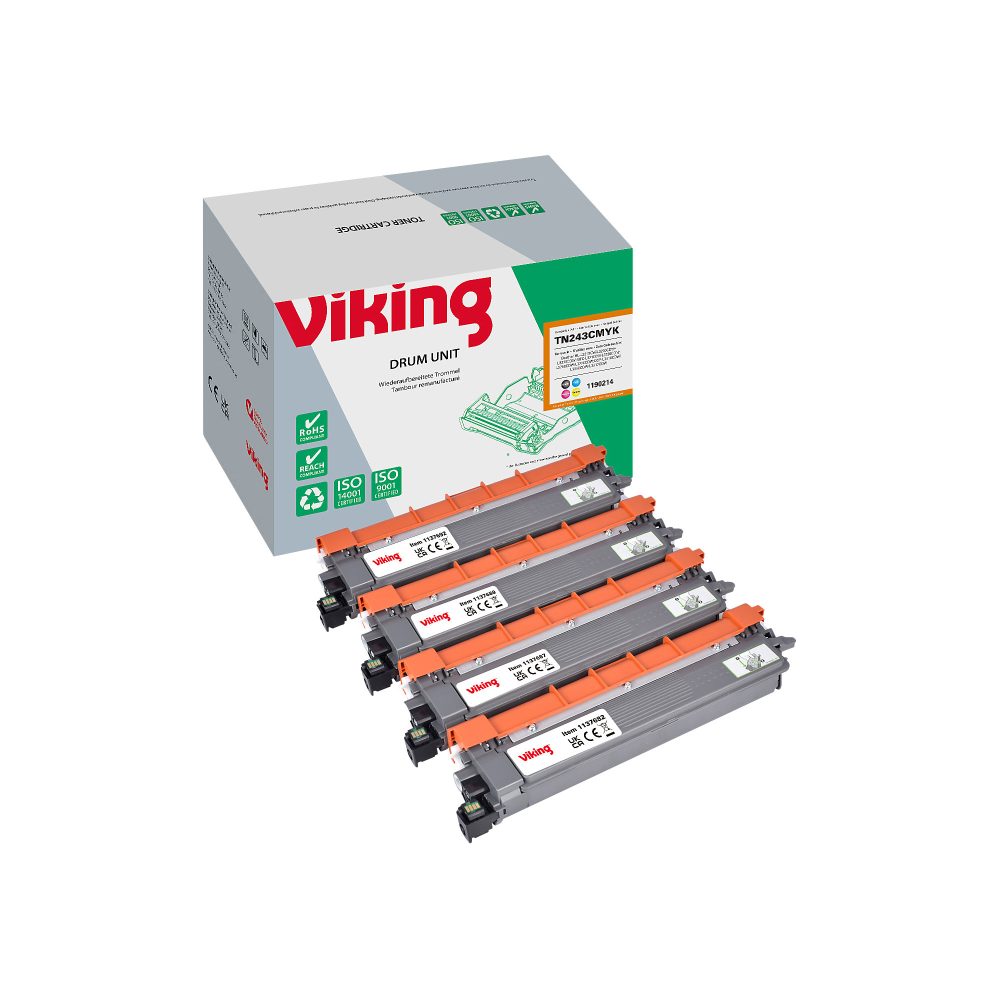 Viking TN-243CMYK Kompatibel Brother Tonerkartusche Cyan, Gelb, Magenta, Schwarz Multipack 4 Stück
