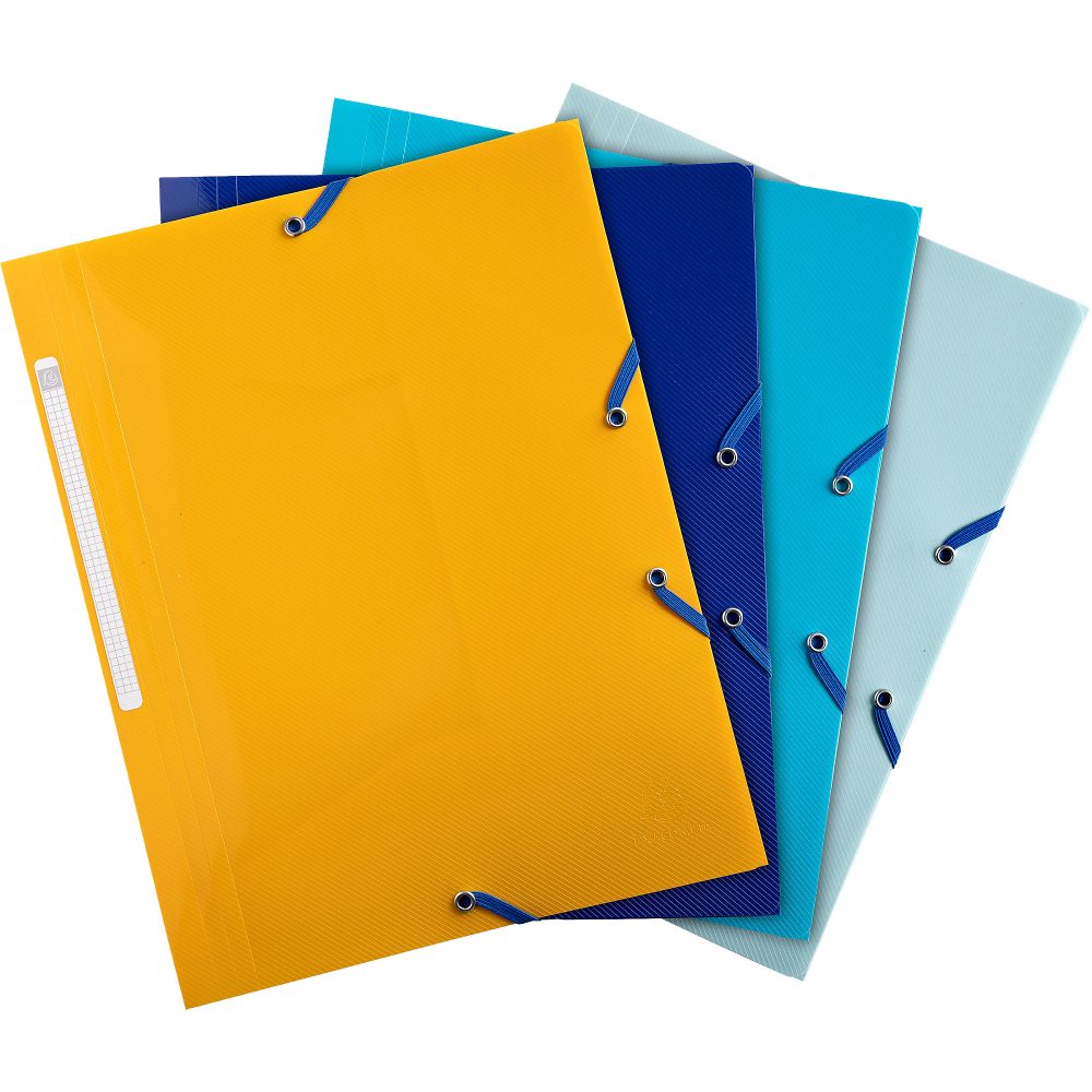 Exacompta BEE BLUE Dreiflügelmappe 55110E A4 Hoch PP (Polypropen) Recycelt Gummiband 24 (B) x 0,2 (T) x 32 (H) cm Farbig sortiert